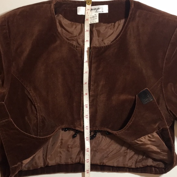 Vintage Jump Velvet Brown Jacket with Beaded Heart Cut Out Size Small - Picture 14 of 14